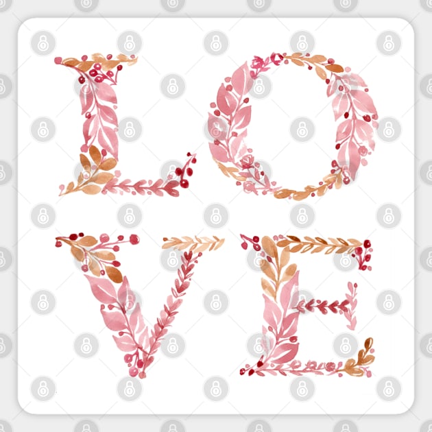 Love 2 - brown & vintage rose Magnet by racheldwilliams